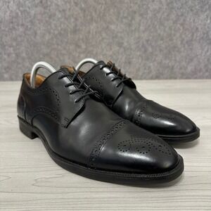 Flag Ltd. Oxford Shoes Mens 9.5 Black Leather Brogue Cap Toe Derby Dress